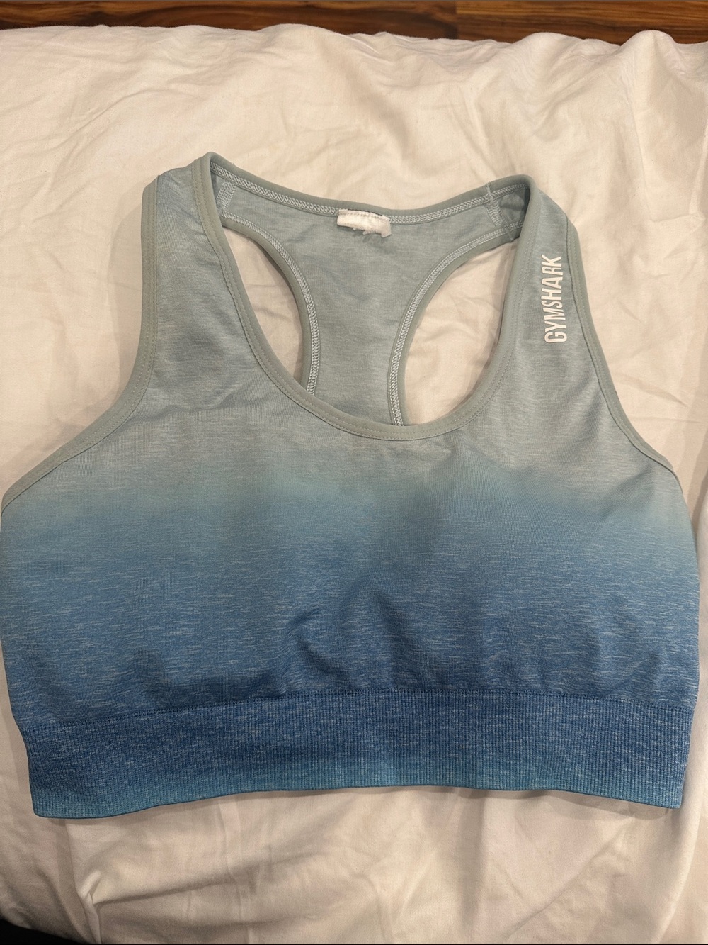 Gymshark Blue Ombre Seamless Racerback Sports Bra - Light to Deep Blue